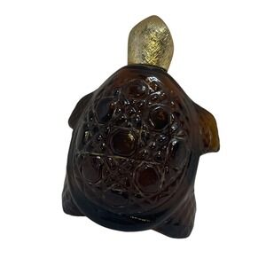 Vintage Turtle Figurine Glass Bottle Amber Gold Home Decor‎ Collectible